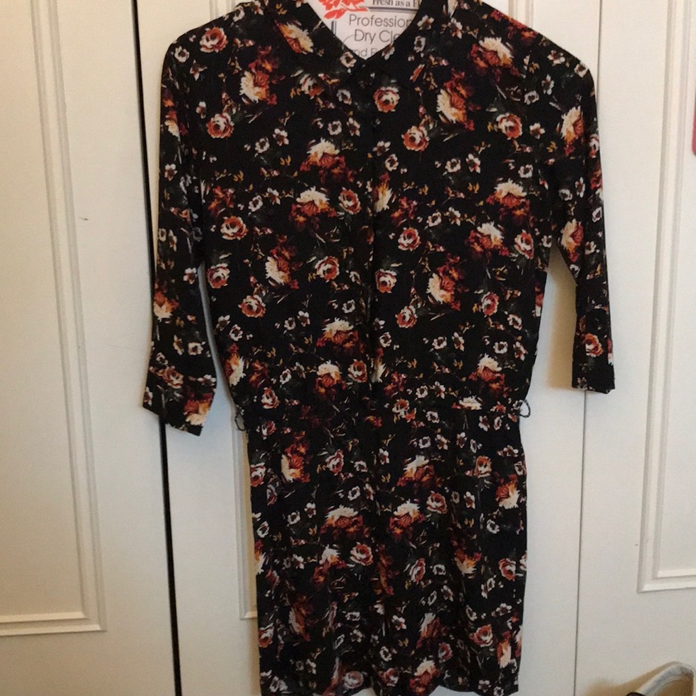 black and floral half sleeve romper